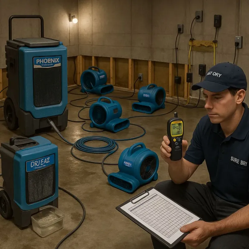 Structural Drying and Dehumidification process in Rogers, TX